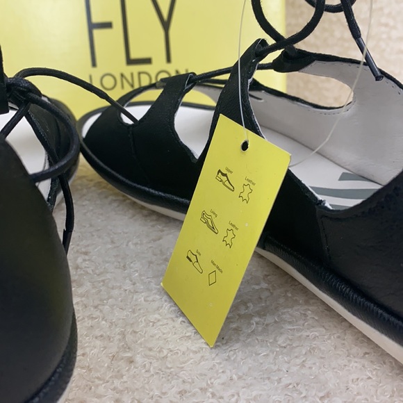Fly London Mura gladiator leather sandals eu 39 us 8 8,5 black shoes lacr - Picture 5 of 12